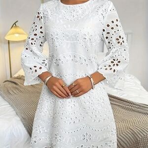 Elegant White Eyelet Dress